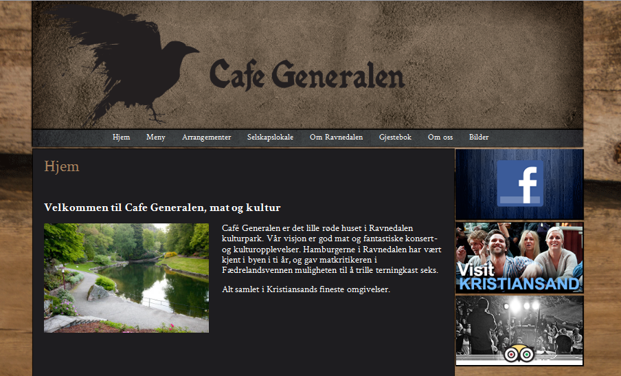 A picture of the website provided to Cafe Generalen